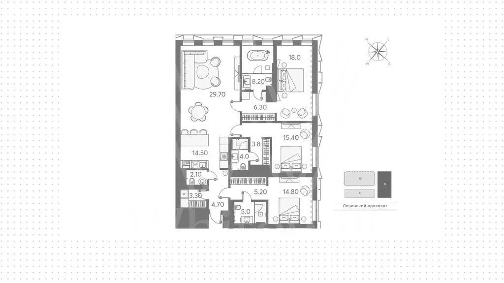 4-комнатная квартира: Москва, Ленинский проспект, 38 (137 м) - Фото 1