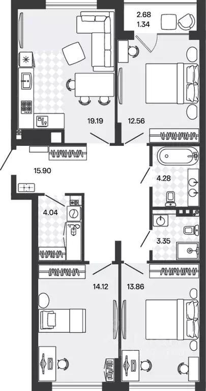3-к кв. Калининградская область, Гурьевский муниципальный округ, пос. ... - Фото 1