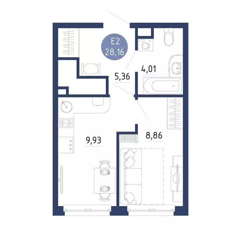 1-комнатная квартира: Дядьково, 2-й Бульварный проезд, 8 (28.16 м) - Фото 2