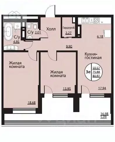 2-к кв. Воронежская область, Воронеж Московский просп., 132 (81.0 м) - Фото 2