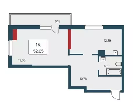 Продаётся 1-к квартира, 52.65 м - Фото 0