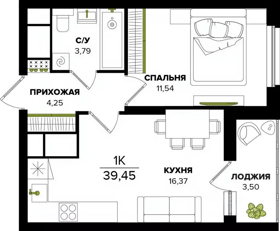 1-к кв. Тульская область, Тула  (39.45 м) - Фото 0