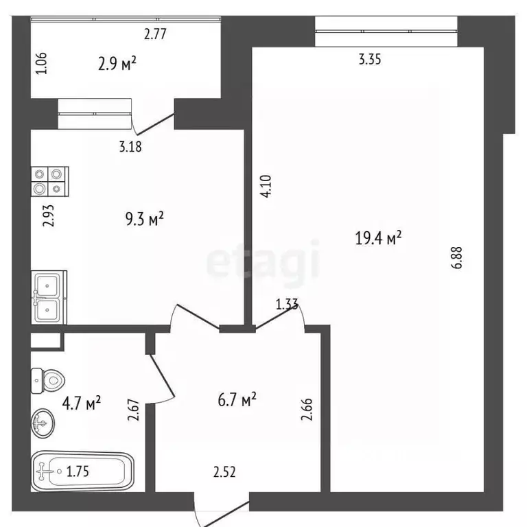 1-к кв. Тюменская область, Тюмень Малая Боровская ул., 7 (40.3 м) - Фото 2