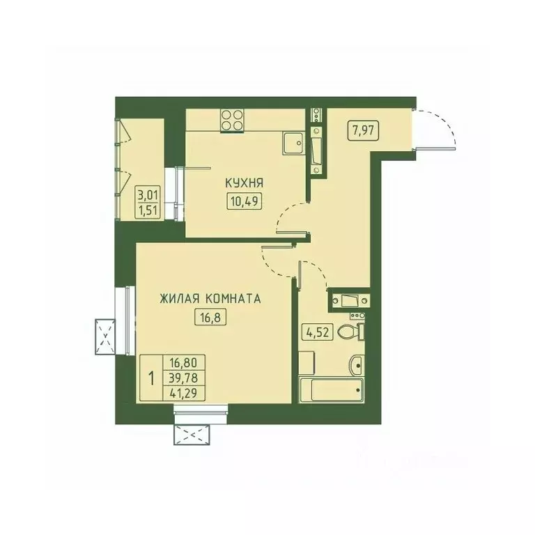 1-к кв. Красноярский край, Красноярск Свободный просп. (41.29 м) - Фото 1