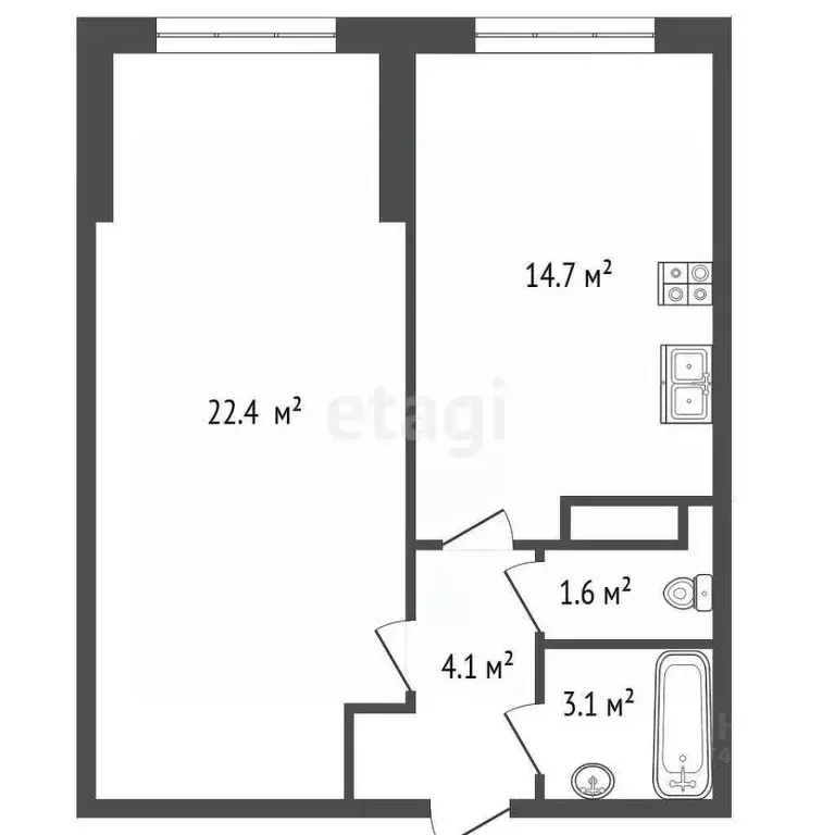 1-к кв. Санкт-Петербург Петровский просп., 24к3 (38.0 м) - Фото 1