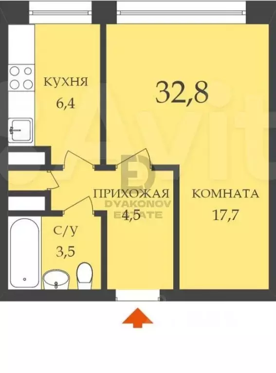 1-к кв. Санкт-Петербург Витебский просп., 19К2 (32.8 м) - Фото 1