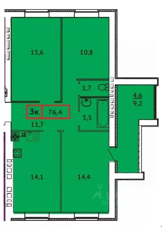 3-к кв. Ивановская область, Иваново Майские зори-4 жилой комплекс ... - Фото 0