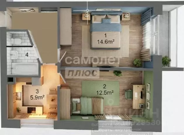 2-к кв. Московская область, Рошаль ул. Карла Либкнехта, 1 (41.2 м) - Фото 2