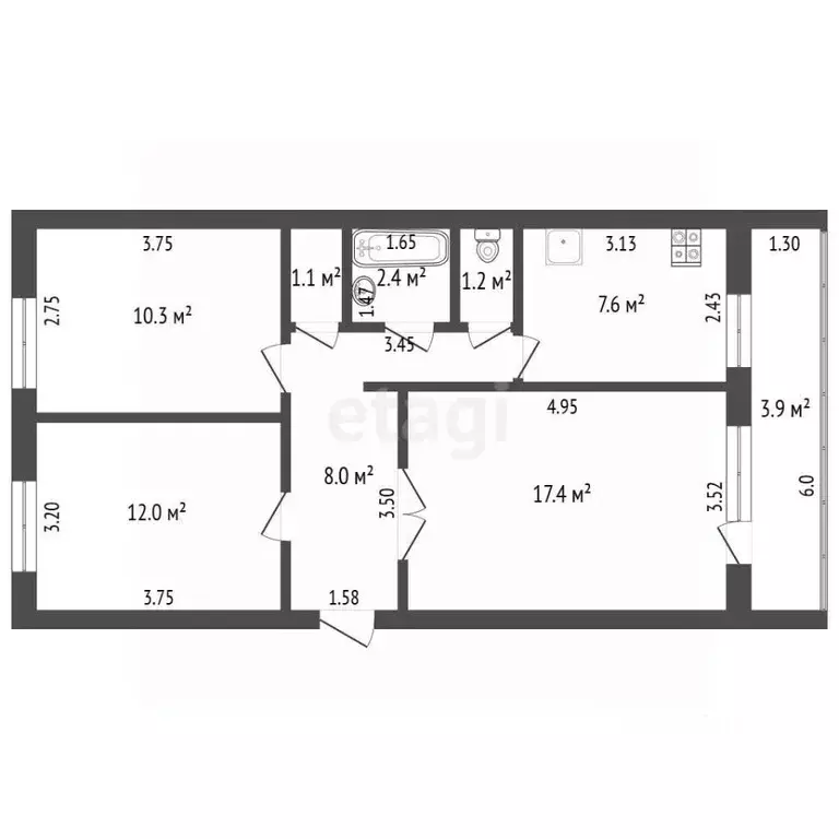 3-к кв. Башкортостан, Стерлитамак Михайловский мкр, ул. Шафиева, 29 ... - Фото 2