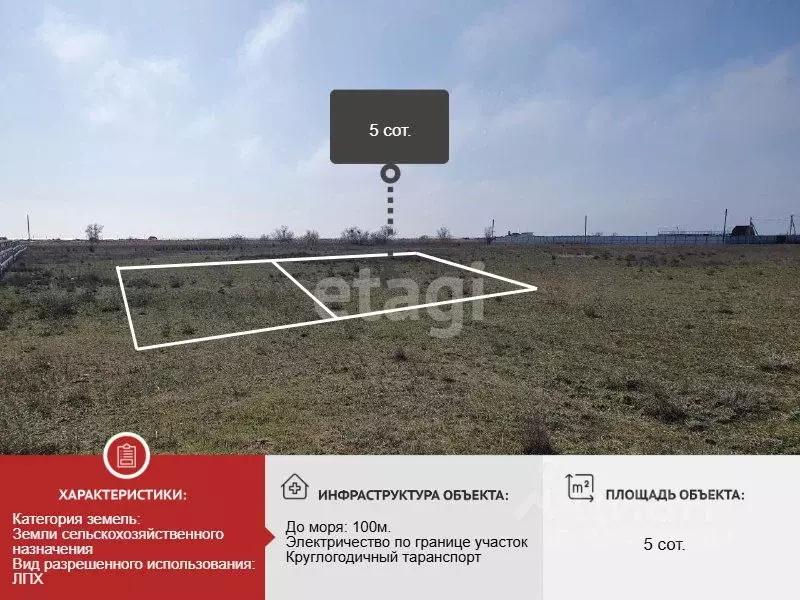 Участок в Крым, Сакский район, Молочненское с/пос, с. Витино  (5.0 ... - Фото 1