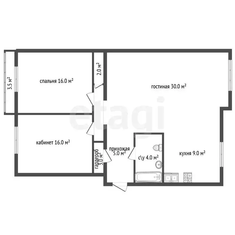 2-комнатная квартира: Санкт-Петербург, улица Савушкина, 118 (89.8 м) - Фото 1