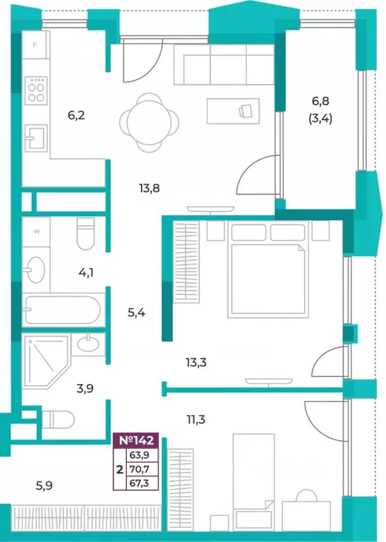 2-к кв. Крым, Симферополь ул. Воровского, 34 (67.3 м) - Фото 0
