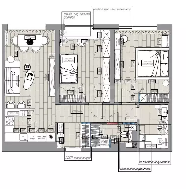 2-комнатная квартира: Тюмень, улица Евгения Войнова, 7 (75.9 м) - Фото 1