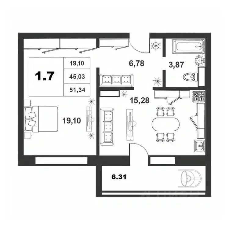 1-к кв. Новгородская область, Великий Новгород ул. Якова Павлова, 15 ... - Фото 1
