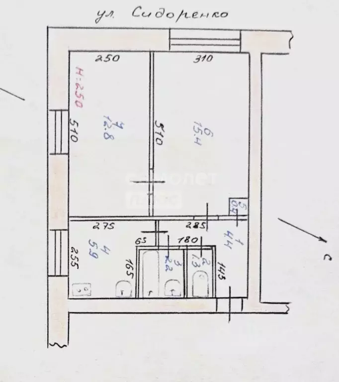 2-к кв. Хабаровский край, Комсомольск-на-Амуре ул. Сидоренко, 5 (42.4 ... - Фото 2