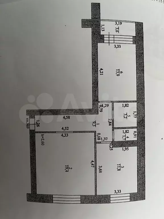 2-к. квартира, 59 м, 3/3 эт. - Фото 0