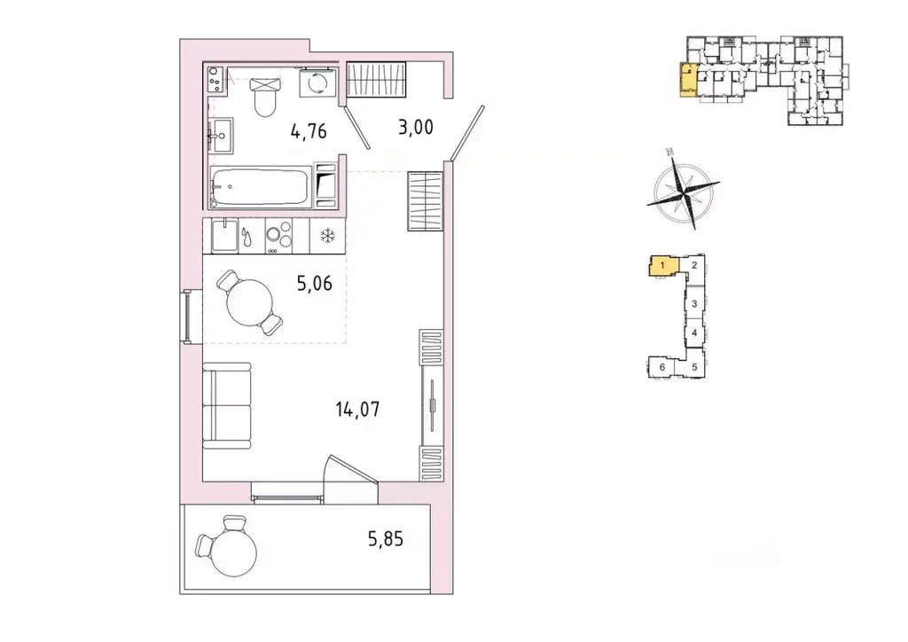 1-к кв. Ленинградская область, Гатчина Въезд мкр,  (29.82 м) - Фото 0