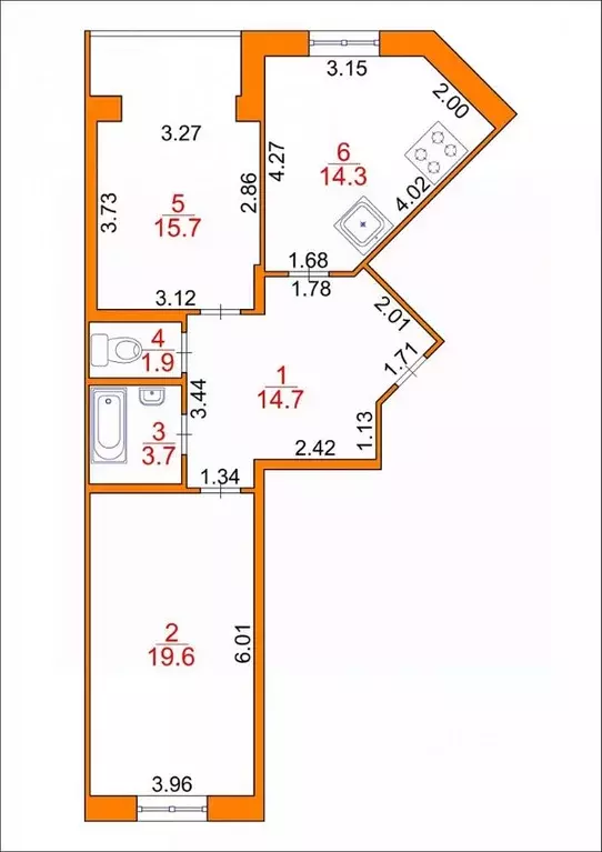 2-к кв. Санкт-Петербург ул. Парфеновская, 9к1 (66.2 м) - Фото 1