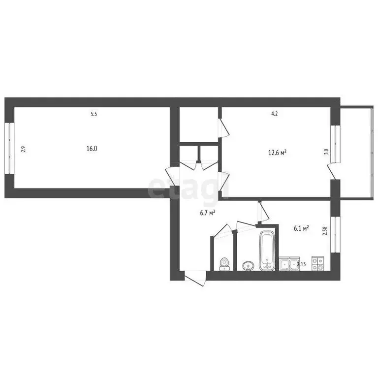 2-комнатная квартира: Архангельск, проспект Ломоносова, 216 (46.5 м) - Фото 1