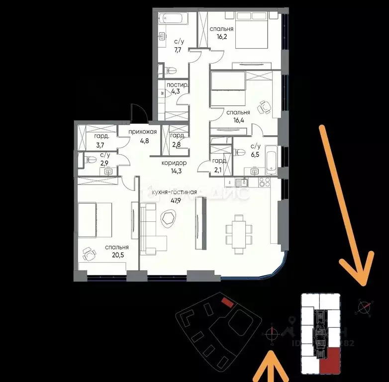 4-к кв. Москва ул. Нижние Мневники, 16к6 (149.9 м) - Фото 1