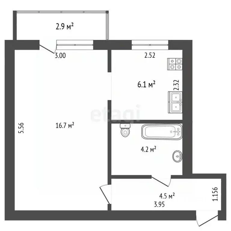 1-к кв. Крым, Саки ул. Ленина (31.5 м) - Фото 2