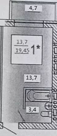 Квартира-студия, 19,5 м, 3/7 эт. - Фото 0