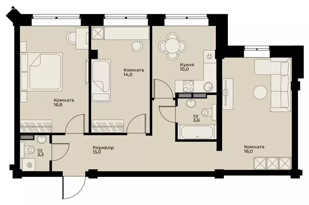 4-комнатная квартира: Сухой Лог, улица Белинского, 40 (77.5 м) - Фото 1