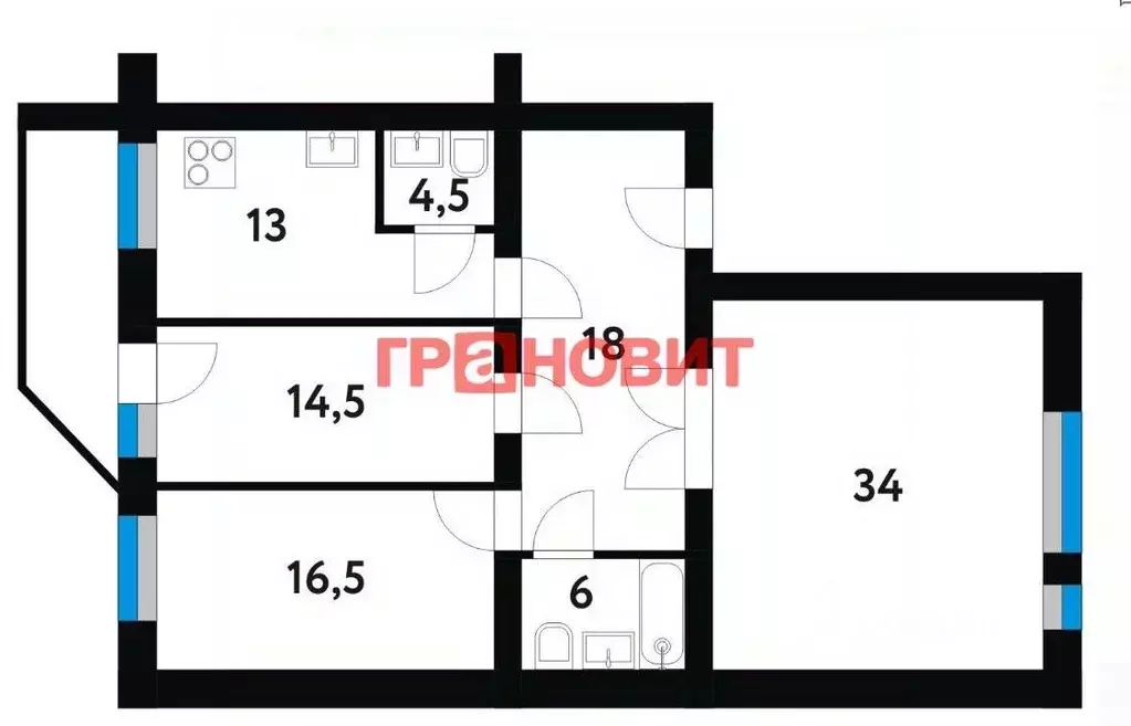 3-к кв. Новосибирская область, Новосибирск ул. Крылова, 48 (104.2 м) - Фото 1