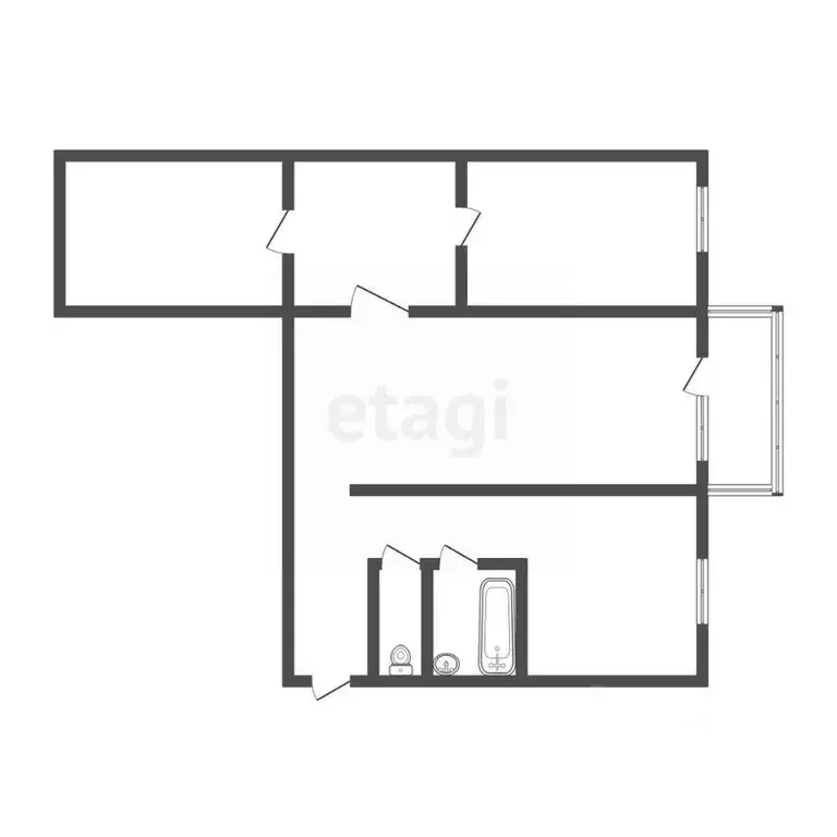 3-к кв. Амурская область, Благовещенск Амурская ул., 25 (58.4 м) - Фото 2