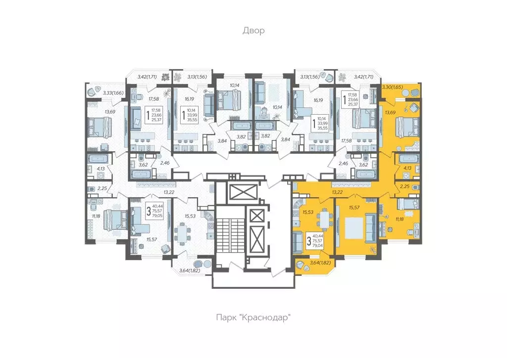 3-комнатная квартира: Краснодар, Уральская улица, 87/7 (79.04 м) - Фото 2