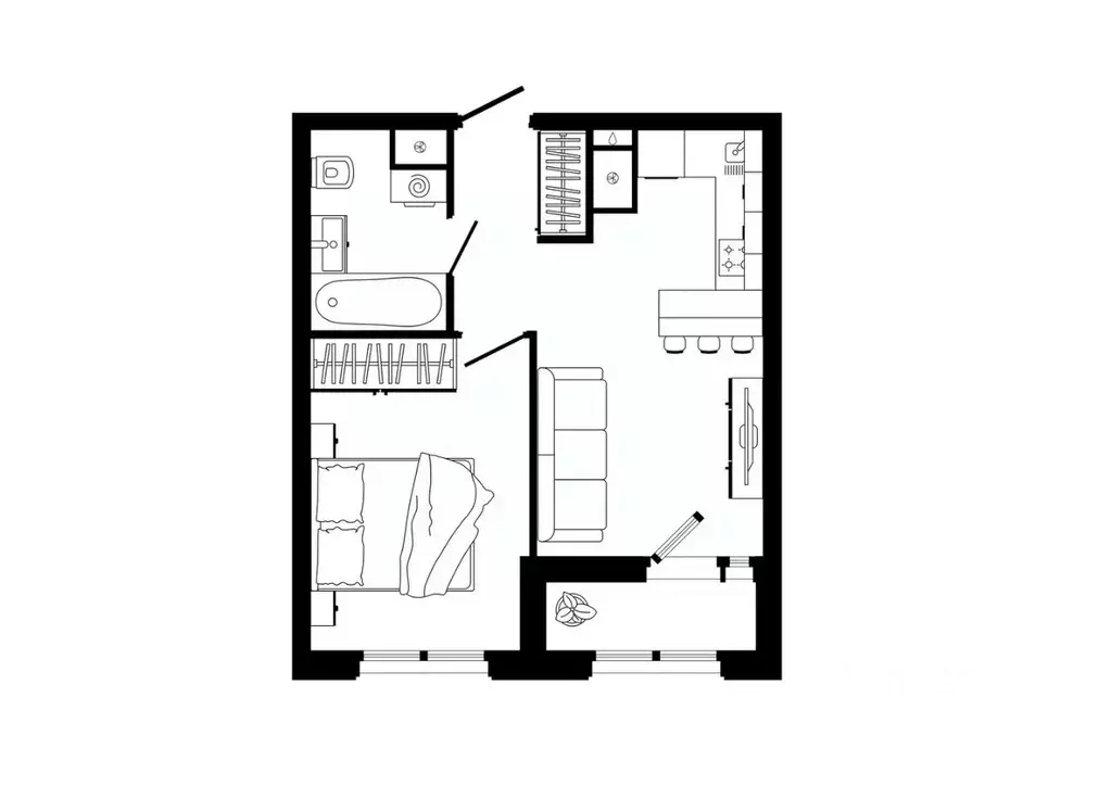 1-к кв. Тульская область, Тула ул. Седова, 26к3 (37.7 м) - Фото 0