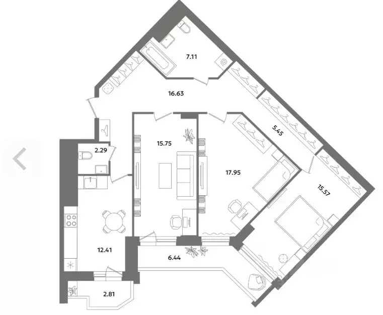 3-к кв. Санкт-Петербург ул. Кустодиева, 7к1 (102.4 м) - Фото 2