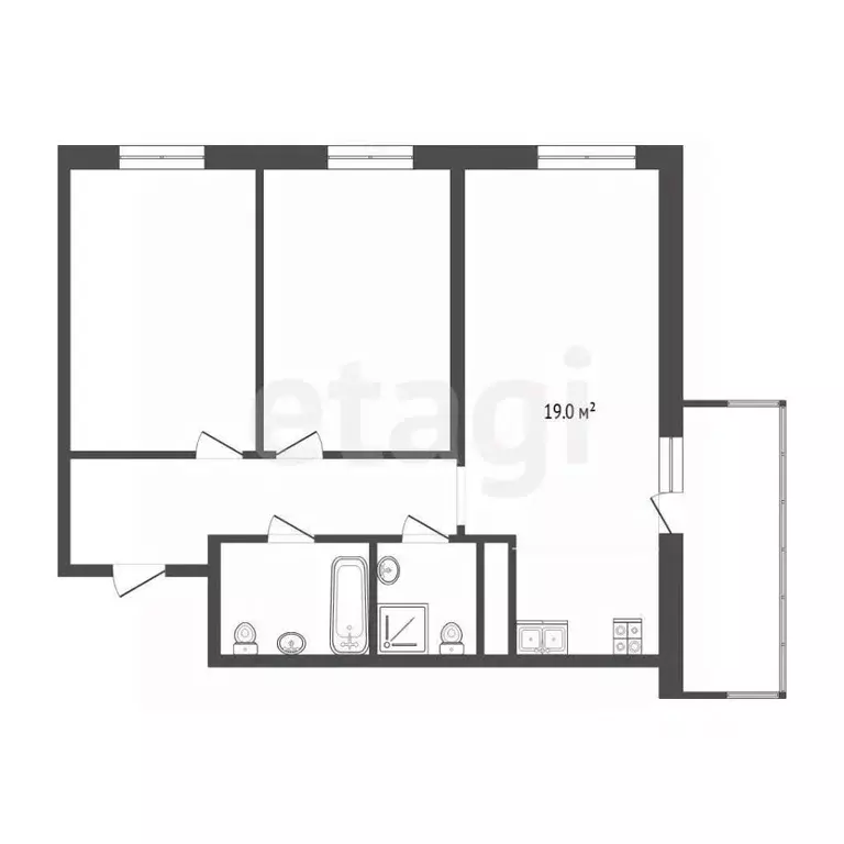 2-к кв. Тюменская область, Тюмень ул. Фармана Салманова, 16 (63.0 м) - Фото 2