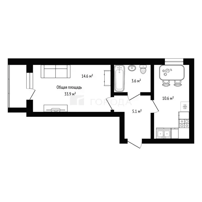 1-комнатная квартира: Искитим, улица Западный Жилмассив, 72 (33.9 м) - Фото 1