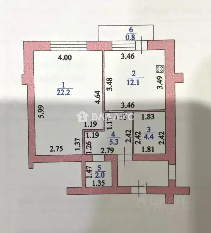 1-к кв. Краснодарский край, Ейск Красная ул., 57/4 (46.0 м) - Фото 2