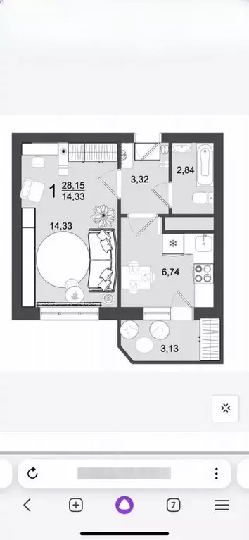 1-к кв. Московская область, Клин Майданово мкр,  (28.0 м) - Фото 1