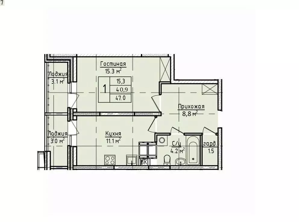 1-к кв. Московская область, Щелково пер. 1-й Советский, 20 (47.0 м) - Фото 1
