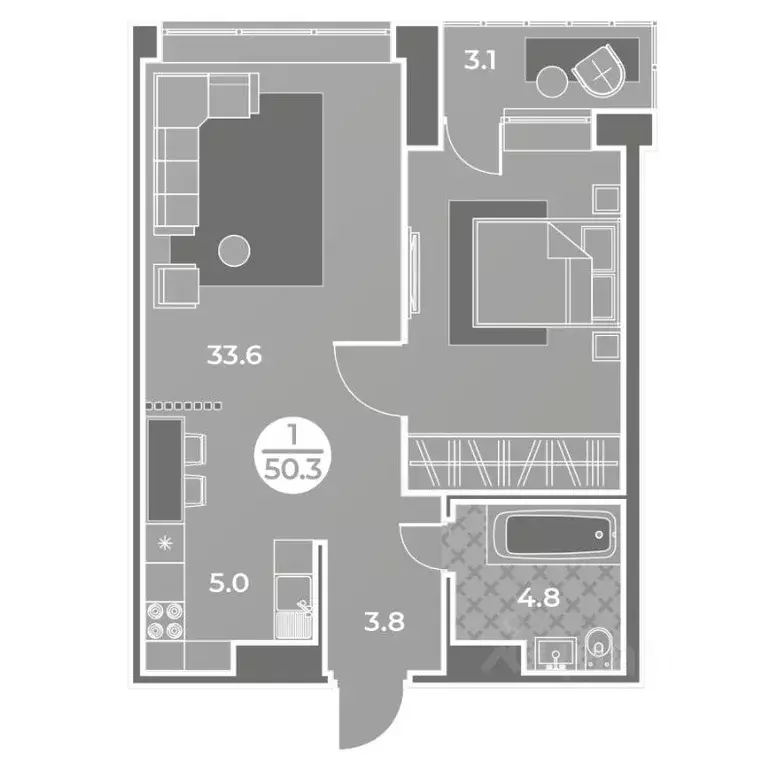 1-к кв. Хакасия, Абакан ул. Генерала Тихонова, 14 (50.3 м) - Фото 1