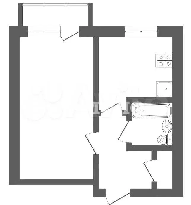 1-к. квартира, 33 м, 5/5 эт. - Фото 0