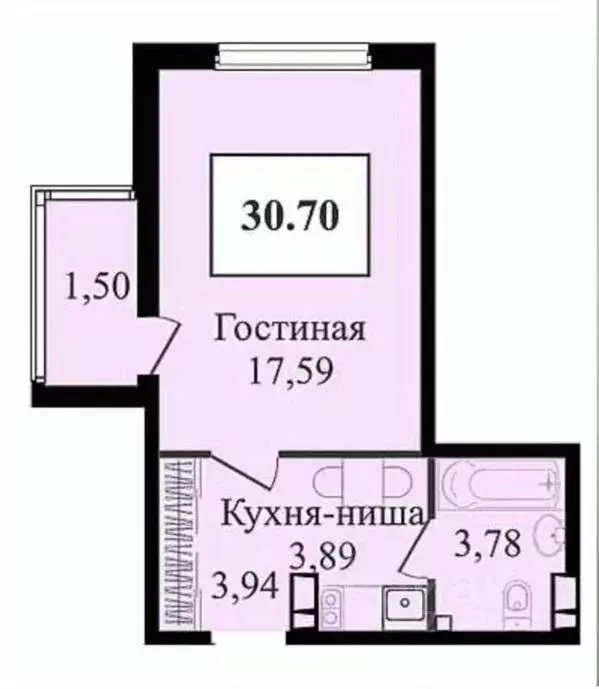 Студия Краснодарский край, Краснодар ул. Имени В.Н. Мачуги (30.7 м) - Фото 1