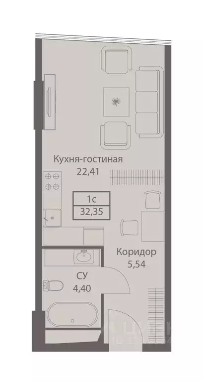 1-к кв. Москва ул. Академика Ильюшина, 21 (32.35 м) - Фото 0