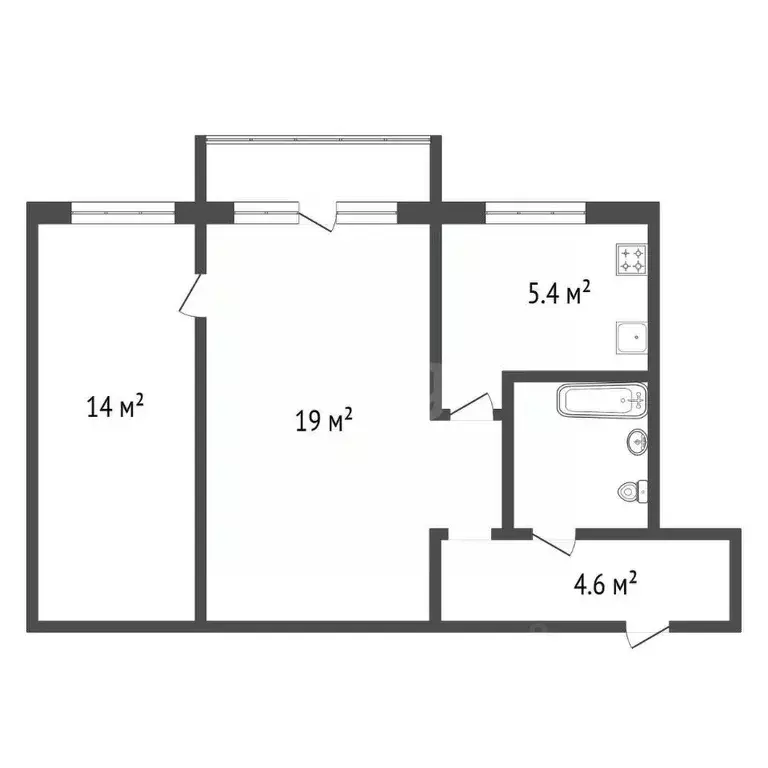 2-к кв. Красноярский край, Красноярск Семафорная ул., 419 (46.8 м) - Фото 2