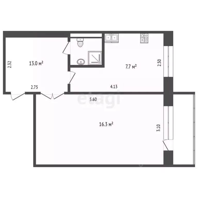 1-к кв. Саха (Якутия), Якутск просп. Михаила Николаева, 40 (21.2 м) - Фото 2