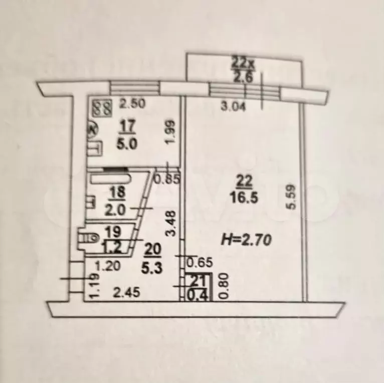 1-к. квартира, 32,6 м, 4/5 эт. - Фото 0