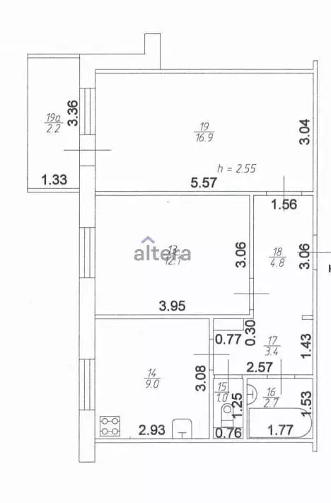 2-к кв. Татарстан, Казань ул. Челюскина, 35 (52.1 м) - Фото 1