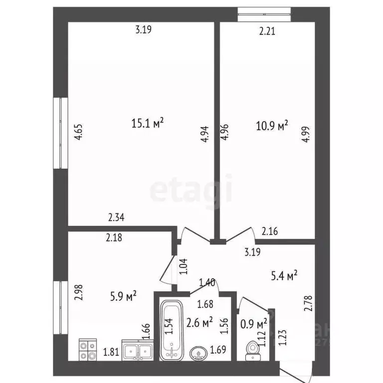 2-к кв. Тамбовская область, Тамбовский муниципальный округ, д. ... - Фото 2