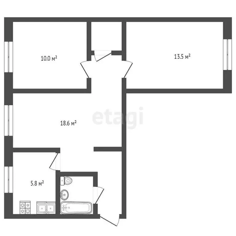3-комнатная квартира: Стерлитамак, проспект Ленина, 81 (53.2 м) - Фото 1
