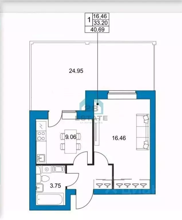 1-к кв. Ленинградская область, Всеволожский район, Агалатовское с/пос, ... - Фото 2