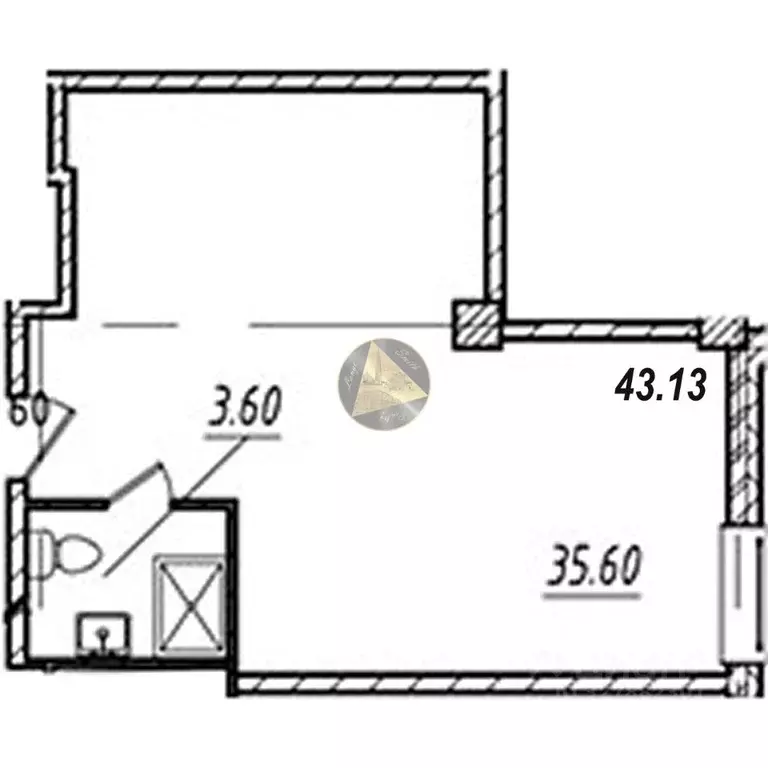 Студия Санкт-Петербург бул. Измайловский, 1к2 (43.13 м) - Фото 2