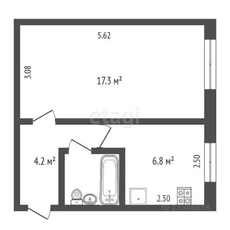 1-к кв. Омская область, Омск ул. Индустриальная, 3 (30.7 м) - Фото 1